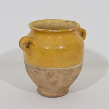 Small yellow glazed ceramic confit jar, France circa 1850-1900