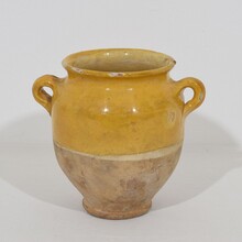 Small yellow glazed ceramic confit jar, France circa 1850-1900