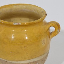 Small yellow glazed ceramic confit jar, France circa 1850-1900