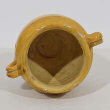 Small yellow glazed ceramic confit jar, France circa 1850-1900