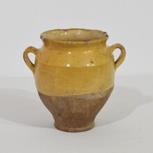 Small yellow glazed ceramic confit jar/ pot, France circa 1850-1900