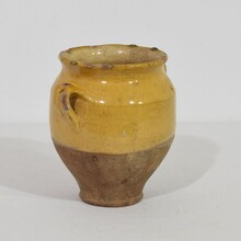 Small yellow glazed ceramic confit jar/ pot, France circa 1850-1900