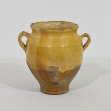 Small yellow glazed ceramic confit jar/ pot, France circa 1850-1900