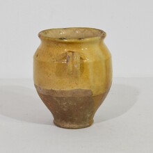 Small yellow glazed ceramic confit jar/ pot, France circa 1850-1900