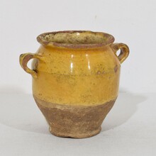 Small yellow glazed ceramic confit jar, France circa 1850-1900