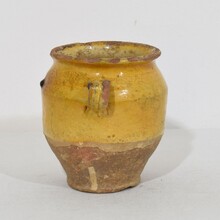 Small yellow glazed ceramic confit jar, France circa 1850-1900