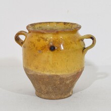 Small yellow glazed ceramic confit jar, France circa 1850-1900