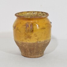 Small yellow glazed ceramic confit jar, France circa 1850-1900