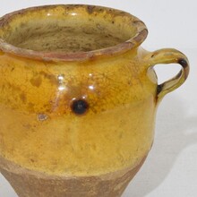 Small yellow glazed ceramic confit jar, France circa 1850-1900