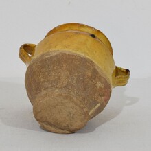 Small yellow glazed ceramic confit jar, France circa 1850-1900