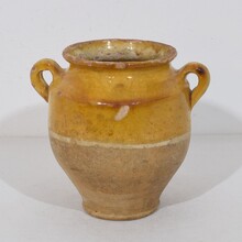 Small yellow glazed ceramic confit jar, France circa 1850-1900