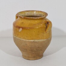 Small yellow glazed ceramic confit jar, France circa 1850-1900
