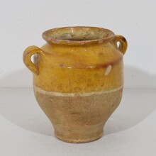 Small yellow glazed ceramic confit jar, France circa 1850-1900