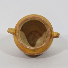 Small yellow glazed ceramic confit jar, France circa 1850-1900
