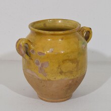Small yellow glazed ceramic confit jar, France circa 1850-1900