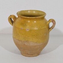 Small yellow glazed ceramic confit jar, France circa 1850-1900