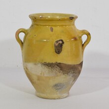 Small yellow glazed ceramic confit jar, France circa 1850-1900