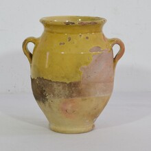 Small yellow glazed ceramic confit jar, France circa 1850-1900