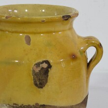 Small yellow glazed ceramic confit jar, France circa 1850-1900