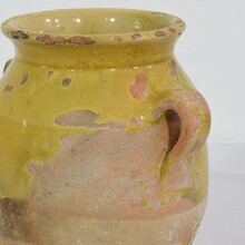 Small yellow glazed ceramic confit jar, France circa 1850-1900