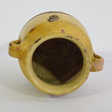 Small yellow glazed ceramic confit jar, France circa 1850-1900