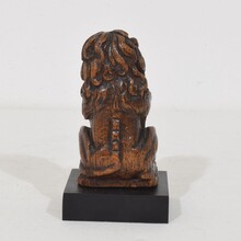 Small hand carved lion sculpture with coat of arms, France circa 1650-1750