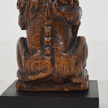 Small hand carved lion sculpture with coat of arms, France circa 1650-1750