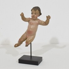 Small carved wooden baroque angel, Italy circa 1700-1750