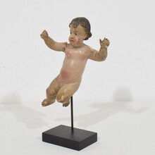 Small carved wooden baroque angel, Italy circa 1700-1750