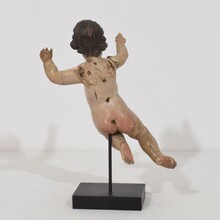 Small carved wooden baroque angel, Italy circa 1700-1750