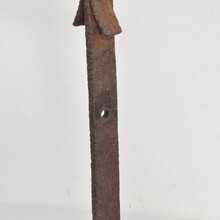 Hand forged iron village cross on carved stone base, Spain circa 1650-1750