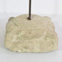 Hand forged iron village cross on carved stone base, Spain circa 1650-1750