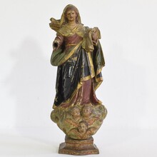 Painted wooden madonna/santos, Spain 17/18th century