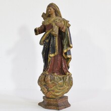 Painted wooden madonna/santos, Spain 17/18th century