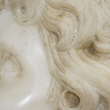 Carved white marble winged angel head ornament, Spain circa 1750