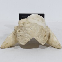 Carved white marble winged angel head ornament, Spain circa 1750