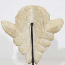 Carved white marble winged angel head, Spain circa 1750