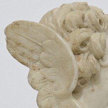 Carved white marble winged angel head, Spain circa 1750