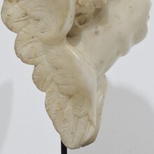 Carved white marble winged angel head, Spain circa 1750