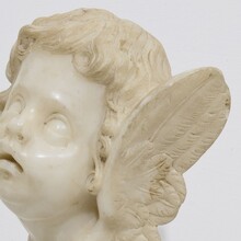 Carved white marble winged angel head, Spain circa 1750