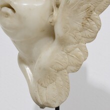 Carved white marble winged angel head, Spain circa 1750