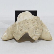 Carved white marble winged angel head, Spain circa 1750