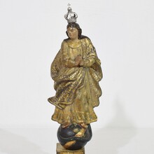 Painted/ gilded wooden Madonna/ Santos with crown, Spain circa 1750