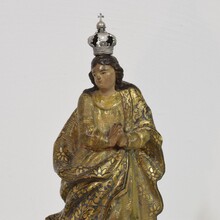 Painted/ gilded wooden Madonna/ Santos with crown, Spain circa 1750