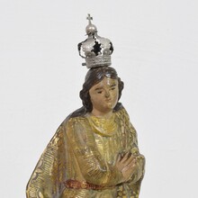 Painted/ gilded wooden Madonna/ Santos with crown, Spain circa 1750