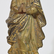 Painted/ gilded wooden Madonna/ Santos with crown, Spain circa 1750