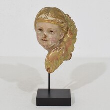 Hand carved winged angel head, Spain circa 1900-1920