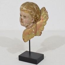 Hand carved winged angel head, Spain circa 1900-1920