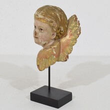 Hand carved winged angel head, Spain circa 1900-1920