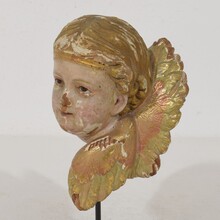 Hand carved winged angel head, Spain circa 1900-1920